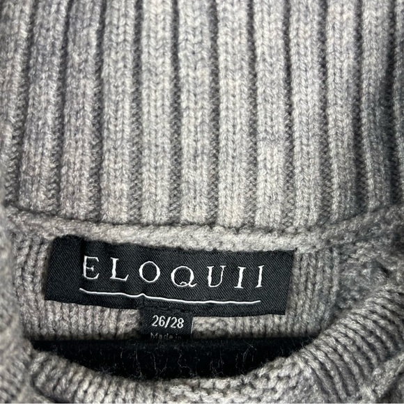 Eloquii Cable Knit Colorblock Turtleneck Sweater Dress In Gray Black 26/28 NWT - Picture 5 of 8